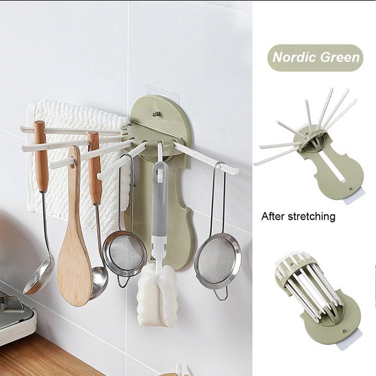 7728 Plastic 7-in-1 Multifunction Retractable Wall-Mounted Pull-Out Hanger Rack Without Punching Hooks Up for Kitchen Bathroom 7728 Plastic 7-in-1 Multifunction Retractable Wall-Mounted Pull-Out Hanger Rack Without Punching Hooks Up for Kitchen Bathroom